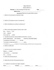 English Worksheet: BASIC EXAM FOR 1ST GRADE HIGH SCHOOL