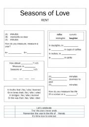 Seasons of Love Worksheet [elementary]