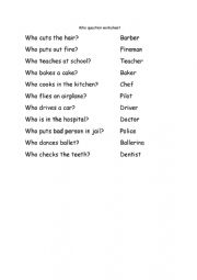 English Worksheet: Who question Worksheet