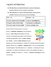 English Worksheet: -ing vs. -ed Adjectives