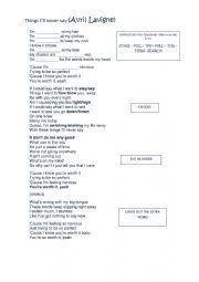 English Worksheet: Song - Things Ill never say