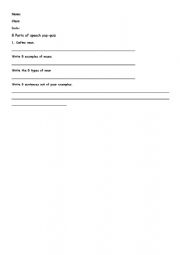 English Worksheet: 8 parts of speech