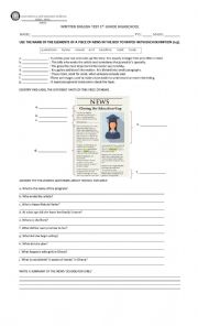 English Worksheet: reading comprehension