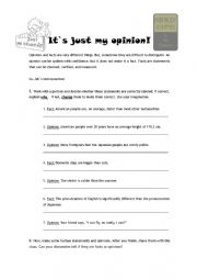 English Worksheet: Its just my opinion!