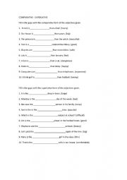 English Worksheet: Comparative Exercise