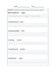 Animal comparative sentence writing