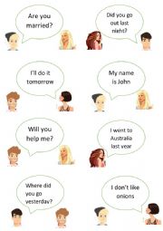 English Worksheet: Reported speech - Speaking cards