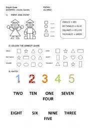 shapes, numbers and colours