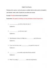English Worksheet: Modals Practice (Should, Would, Could)