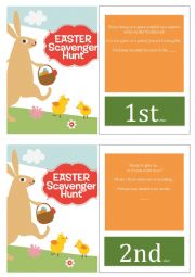 English Worksheet: Easter Scavenger hunt clues 1-4