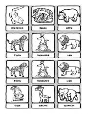 English Worksheet: Bingo zoo animals