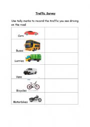 English Worksheet: Traffic Survey