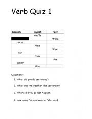 Irregular Past Verb Quiz (Spanish) 1