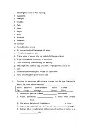 English Worksheet: reading and writing test