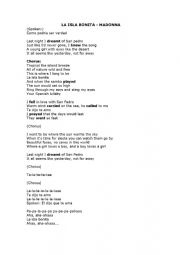 English Worksheet: Song La Isla Bonita  Past Simple