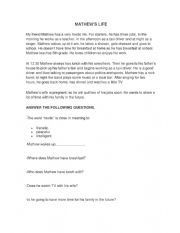 English Worksheet: Reading comprehension