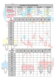 English Worksheet: BATTLESHIP OF TRANSPORTATION