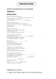 English Worksheet: Childhood