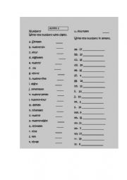 English Worksheet: numbers