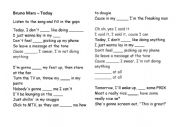 English Worksheet: Bruno Mars - Today (listening task)