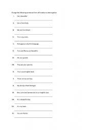 English Worksheet: Affirmative and interrogative