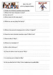 English Worksheet: Billy Elliot film questions