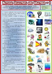 Natural Disasters and Weather Part 1. Pictionary + vocabulary in sentences + KEY