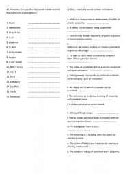 English Worksheet: Vocabulary of Crime