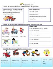 English Worksheet: possessive case