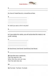 English Worksheet: tongue twister