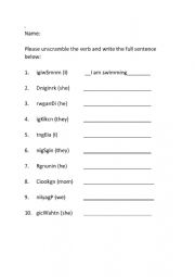 English Worksheet: Present Continuous Tense 