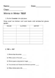 English Worksheet: winnie in winter test