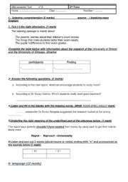 English Worksheet: language tasks &listening comprehension 