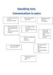 English Worksheet: Speaking test in pairs. 