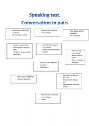 Speaking test in pairs. 