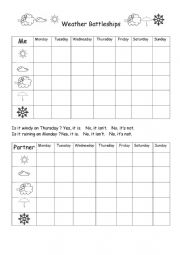 English Worksheet: Weather Battleships