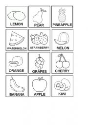 English Worksheet: Fruit Memory Game