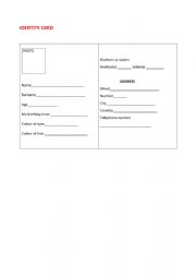 English Worksheet: Identity card