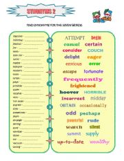 English Worksheet: SYNONYMS 2