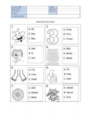 English Worksheet: Digraph ee