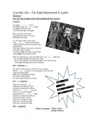 English Worksheet: live my life- justin bieber -far east movement song session