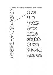 English Worksheet: Name of numbers