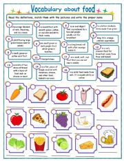 Vocabulary about food - ESL worksheet by mafalda1021