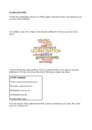 English Worksheet: Globalisation
