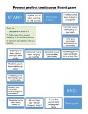 Present perfect continuous board game