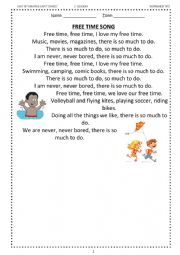 English Worksheet: free time song