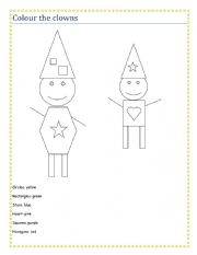English Worksheet: colour the clown
