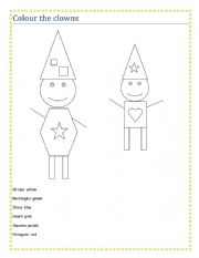 English Worksheet: colour the clown