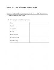 English Worksheet: poverty