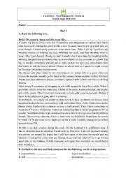 English Worksheet: English Test Routines